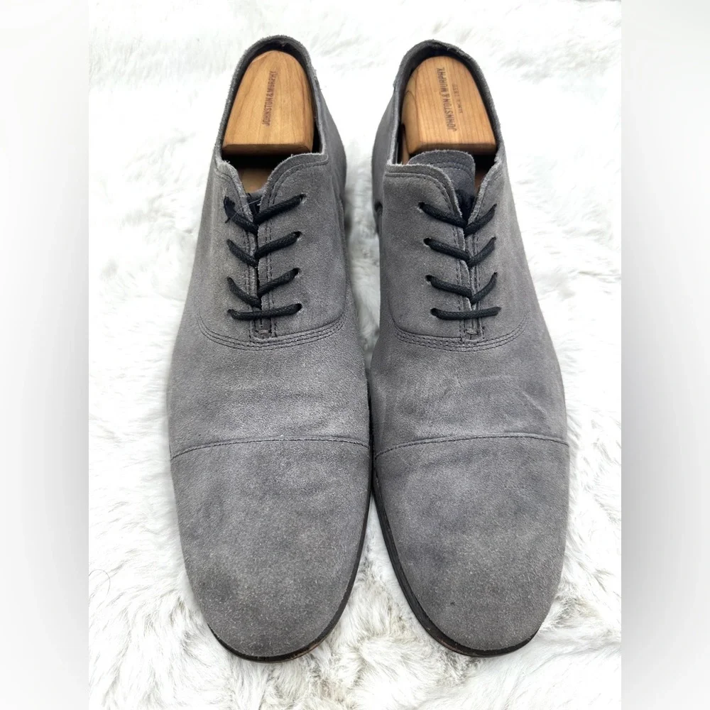 John Varvatos Seagher Cap Toe Oxford shoes in Coal Suede, US 12‎